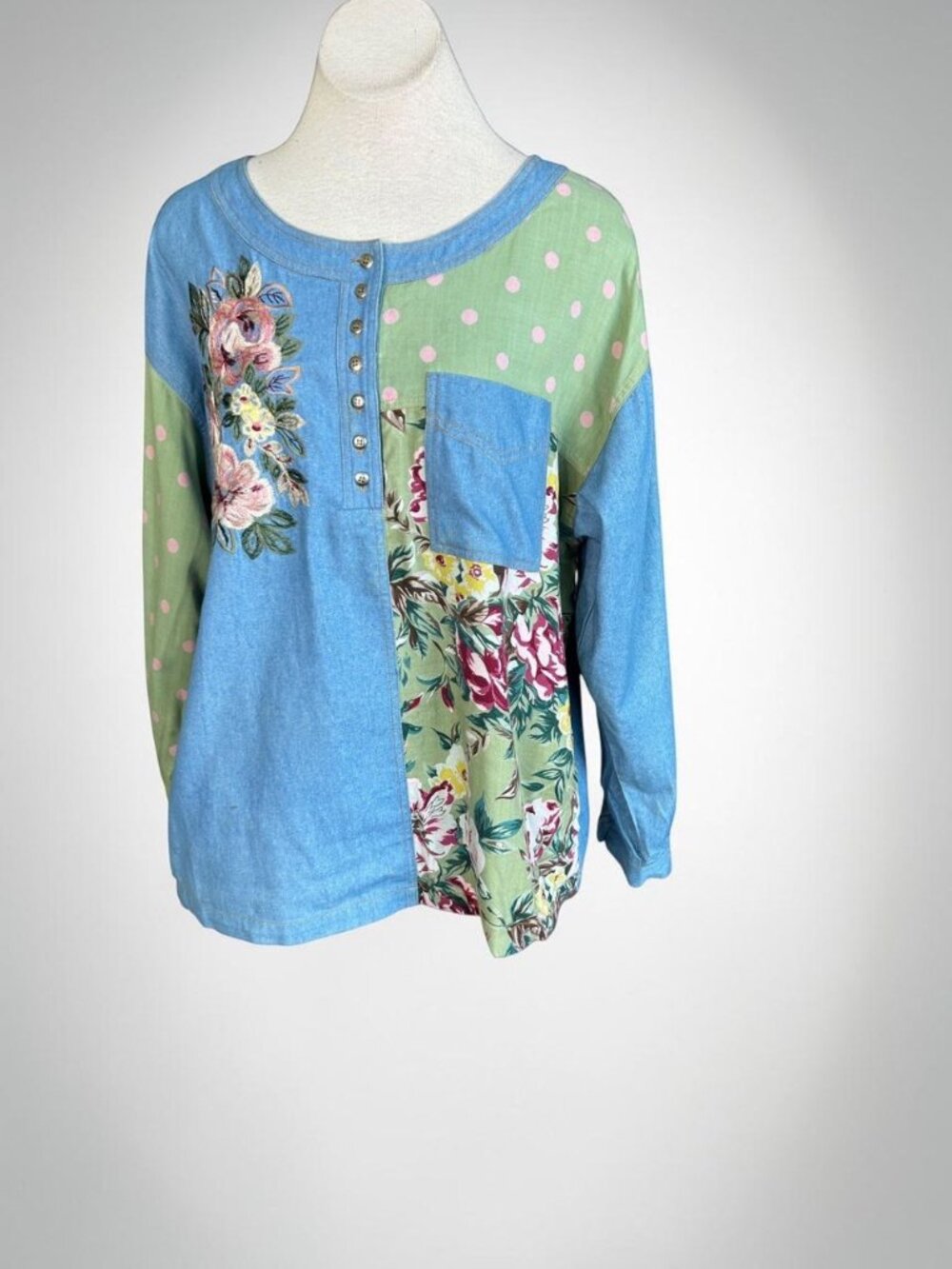 Together Vintage 90s Floral Patchwork Tunic To Size XL